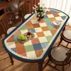 Jogo americano oval retrô americano para mesa de jantar, lavável, à prova d'água, à prova de óleo, protetor de mesa, luxo leve, toque de alta qualidade, toalha de mesa para sala de estar
