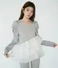 Moda Outono 2026 Elegante e Estiloso Design Rejuvenescedor Top Elegante Feminino Manga Longa Patchwork Emagrecedor