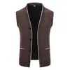 Suéter sin mangas casual de punto con cuello en V para hombre, Otoño Invierno, Moda Juvenil Versátil, Chaleco Casual con Forro de Terciopelo, Camisa Base
