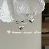 Pendientes Pequeños y Exquisitos Estilo Ins Coreano Plata de Ley S925 Pendientes Sencillos de Lazo y Corazón Frescos y Lindos Versátiles