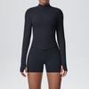 Nuevo Traje Deportivo Transpirable de Color Sólido Ajustado de Alta Elasticidad con Cremallera, Set de Dos Piezas para Correr, Fitness, Yoga, Transfronterizo