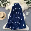 Falda de Moda Plisada Elástica Vintage Estampada para Mujer, Falda de Cintura Alta Línea A, Falda Larga para el Trabajo con Dobladillo Ancho y Caída, Verano
