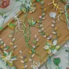 Tecido Bordado com Lantejoulas Iridescentes em Rede em Estoque, Tecido Bordado com Lantejoulas Multicor para Vestidos Artesanais DIY