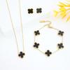 Aço inoxidável de três peças dupla face trevo colar brincos de pulseira terno feminino quente cross-border europeu e americano venda quente