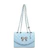 Bolso de mujer con lazo y hilo bordado, estilo 2024, con cadena de celosía de diamantes, sencillo y moderno, para ir al trabajo, bandolera cuadrada pequeña.