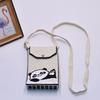 Bolso para teléfono móvil de estilo coreano con diseño de panda pequeño, bandolera de punto, bolso de mano con solapa, bolso informal para salir