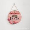 Listagem de madeira transfronteiriça Bem-vindo Placa decorativa de casa Simulação Planta verde Flor Fazenda Decoração de parede 30CM