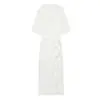 Vestido Midi de Manga Curta Plissado Slim Fit Cor Sólida 2026 Novo Estilo Europeu e Americano Atacado 2507043