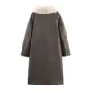Ropa de Mujer al por Mayor Transfronteriza Estilo Europeo y Americano Versátil Abrigo Largo Reversible de Piel Engrosado y Cálido