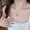 Collar de calabaza dorada de arena antigua del mismo estilo de Yuan You Gold Shop, colgante de Folu hueco noble para mujer, cadena de clavícula