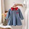 Vestido de Mezclilla Bordado con Cuello Polo de Color Contrastante Estilo Moda Europea y Americana para Niñas Transfronterizo 2026