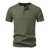 Nova Camiseta Henley de Waffle de Manga Curta Masculina da Amazon 071P35