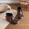 Botas elegantes para niñas, botines, nueva colección otoño/invierno 2026, botas estilo Dr. Martens con ribete de encaje, botines versátiles de piel para bebés