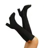 Botas altas de tacón grueso para mujer, color negro, para exportación, con acabado de gamuza, cremallera lateral y punta redonda; una bota de mujer de talla grande para ventas transfronterizas