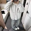 Moletom com zíper e capuz estilo americano para primavera e outono, retrô, moderno, adequado para casais, caimento solto, efeito emagrecedor, cobre o corpo, estilo de rua, casual