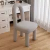 Taburete de Lana de Cordero Color Crema Estilo Sencillo Personalizado por el Fabricante para Dormitorio del Hogar Silla de Maquillaje con Respaldo Estilo de Silla Moderna Silla de Comedor