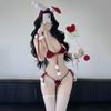 Pinxian Lingerie Sexy Feminina Traje de Natal Sexy Estilo Três Peças com Bola de Pelo Recorte Sem Tirar Renda Cruzada Traje 2576