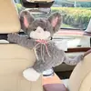 Caixa de lenços para carro gato fofo bolsa de lenços para pendurar no encosto do banco do carro brinquedo de pelúcia criativo bolsa de lenços para pendurar no carro
