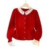 Suéter de punto de estilo coreano 2026, elegante, patchwork, primavera y otoño, nuevo, cárdigan top holgado con encaje