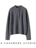 Tejido de Punto 100% Cachemira Pura de Alta Gama, Elegante, Versátil, Cuello Semiabierto Abotonado, Suave y Agradable para la Piel, Capa Base Rejuvenecedora