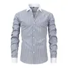 Camisa de Raya Estampada Simple Transfronteriza para Hombre Camisa de Negocios de Primavera para Hombre Tops Sueltos Casuales de Manga Larga para Primavera y Otoño