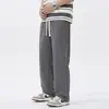 Calça casual masculina de seda gelada preta, elástica, secagem rápida, sensação refrescante, modelo novo de verão 2026, cintura elástica, calça reta folgada