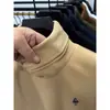 Camada Base Térmica Reversível de Gola Alta para Homens no Inverno com Bordado de Urso, Top Quente de Manga Longa Escovado