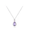 Colar de Prata de Lei S925 com Pingente de Pedra Sintética Cristal Roxo Claro Corrente de Clavícula Elegante Elegante de Luxo Leve Nicho Feminino
