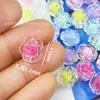 Acrílico Pequena Rosa Transparente Cor Interna Contas Contas Artesanal DIY Corrente de Celular Chaveiro Anel Pingente de Carro