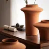 Jingdezhen Estilo Wabi-Sabi Cerámica Rústica Diseño de Nicho Jarrón de Cerámica para Mesa de Entrada o Decoración de Casa de Huéspedes con Flores Secas