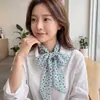 Estampado de pañuelo de seda con lunares marrones, accesorio de cinta versátil de alta gama para el cuello para mujer, nuevo modelo 2026, diadema, bufanda larga