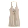 Vestido Elegante de Verano Transfronterizo Europeo y Americano con Cuello Halter y Cuello a Cuadros, Nuevo Estilo, Color de la Foto