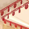 Cortina de puerta de boda, decoraciones florales, sala de estar de casa nueva, decoración de habitación nupcial, decoraciones para las habitaciones del novio y la novia, una colección completa de artículos para bodas, y el carácter "xi" (significa felicidad)