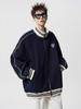 Traje de béisbol retro americano para niño, abrigo de otoño, estilo holgado, bordado, cuello de sudadera, chaqueta informal