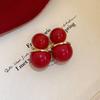Pendientes redondos rojos de Ankora con aguja de plata para Año Nuevo, con personalidad exagerada, elegantes y de alta gama que combinan con todo para mujer.