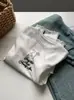 Camiseta de Manga Larga Bordada con Letras y Lazo Retro Suave de Primavera Estilo Coreano Falsa de Dos Piezas Copo de Nieve Algodón Camiseta Básica para Estudiante