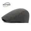 Gorra Plana Retro Clásica para Hombre de Otoño e Invierno Boina de Tweed Espiga Boina de Pico Estilo Británico para Mujer Tendencia