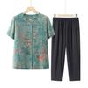 Traje Tang para Abuela Camisa de Verano de Manga Corta Delgada Tops para Mujeres de Mediana Edad y Mayores Ropa Floral para Madre Traje para Señora Mayor