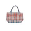 Bolsa de Compras Tejida a Rayas de Comercio Exterior Bolso Tote Rayado Rojo y Azul de PVC Bolsa Tote Tejida con Logo Personalizado