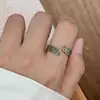 Nuevo Anillo Tejido con Patrón de Hierba Tang Dorado Antiguo en Relieve Estilo Chino para Mujer, Anillo Abierto Minimalista Retro para Dedo Índice de Moda con Personalidad