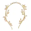 Moda Europea y Americana Accesorios para el Cabello de Novia Diadema de Hojas Estilo Barroco Dorado Diadema Retro de Hojas Perla Tocados de Boda Cabello