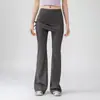 Elegantes y con Estilo Conjunto de Dos Piezas con Cordón, Pantalones Acampanados para Mujer, Corte Ajustado, Cubre Cadera, Ligeramente Acampanados, Pantalones Largos Deportivos para Pilates