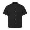 Yidao Vintage 2026 Verão Nova Camisa Estilo Americano com Gola Cubana para Homens com Design de Bolso Manga Curta Tendência Camisa de Trabalho