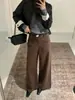 Novo Top de Outono Fabricado na Europa Guangzhou Treze Hongs Estilo Retro Americano Calça de Corte Largo Casual com Cinto 20258