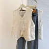 Colete de Renda Bordado Estilo Coreano Artístico Slim Feminino Novo Fresco Doce Redutor de Idade Elegante Top 2267