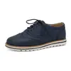 Sapatos Casuais de Couro Femininos, Sapatilhas Femininas com Padrão Brogue, Novo Estilo Primavera e Outono, Camurça com Solado Plano, Cadarço, Estilo Britânico Retrô