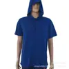 Moletom com Capuz de Manga Curta em Poliéster-Algodão Americano para Verão para Homens e Mulheres, Estilo Solto Fino, Blusa com Capuz Casual de Manga Meia para Exportação