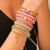 Pulsera Europea y Americana Popular Transfronteriza de Verano para la Playa Acero Inoxidable Colorida Árbol de Coco Tortuga Arcilla Suave Trenzada Juego de Pulseras
