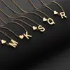 Moda europeia e americana nova 26 letras em inglês colar de aço de titânio joias femininas aço inoxidável 18K letras pingente de amor atacado