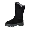 Botas de algodón cálidas y gruesas con forro polar para uso en exteriores, nuevo estilo de invierno 2026, a la moda, antideslizantes, resistentes al frío, ligeras, versátiles botas de nieve para mujer